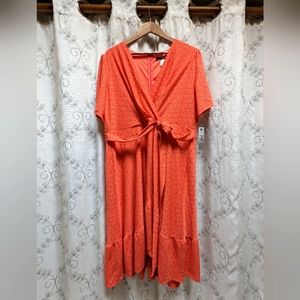 Coral faux wrap dress, 18W, NWT from Dia & Co.
